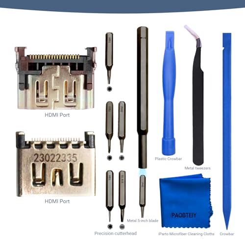 Image of PAOBTEIY 2pcs HDMI Port Replacement for Playstation 5 With 10-in-1 Kits, HDMI Display Socket Connector Jack for Sony PS5. [playstation 5]