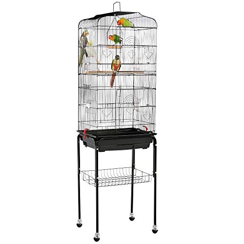 YAHEETECH 59.3-inch Standing Medium Small Parrot Parakeet Bird Cages with Rolling Stand