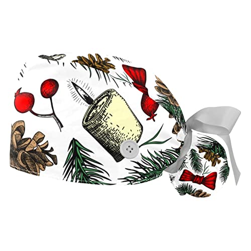 Chapeaux de travail respirants et bouffants à motif vintage de Noël JDEZ
