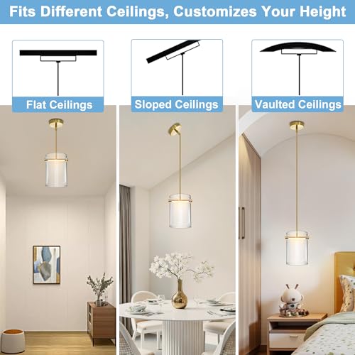 10.2"Gold Modern Minimalist Glass Pendant Lights for Kitchen Island by Biewalk - Used condition - Image 3