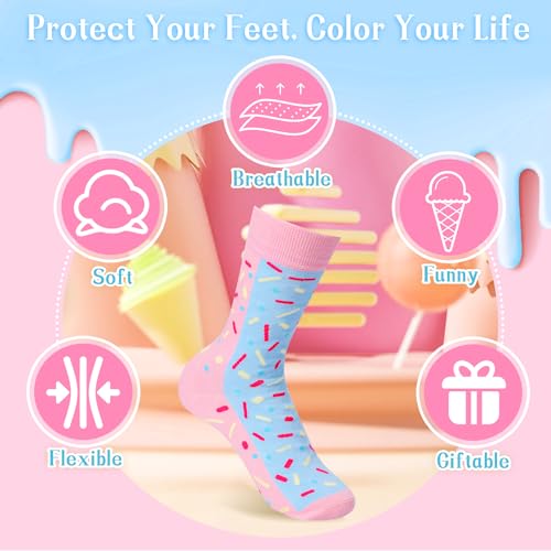 Image of Funny Donut Burger Food Socks Box, Crazy Socks for Women Teen Girls, Birthday Christmas Stocking Stuffers Gag Gifts