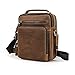 Contacts Männer Echtes Leder Mini Laptop Mehrere Taschen Trendy Crossbody Messenger Schulter Tan Tasche Tote Aktentasche (Kaffee)