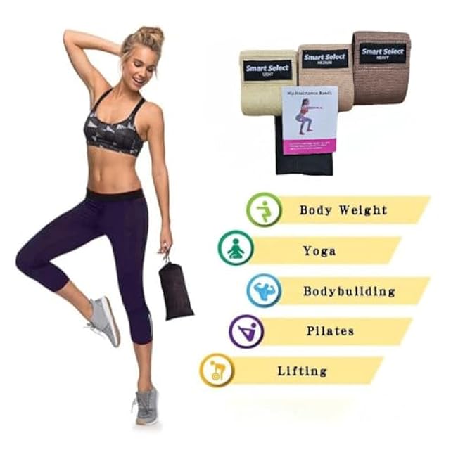 Fabric Resistance Bands Set, Hip Resistance Band, Booty Band, Exercise Band for Women & Men, Fitness Bands, Workout Band for Glutes, Legs,Arms, Yoga Starter Set