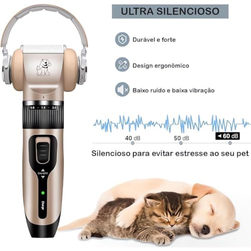 Máquina De Tosa Pet Cachorros Gatos Animais Profissional Lâminas Precisas E Altura Ajustável Cuidado