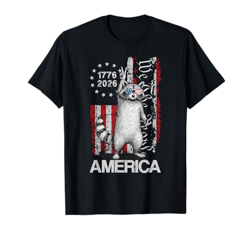 American Funny Patriotic Raccoon 250 Years 4th of July T-Shirt