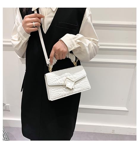 Bolso pequeño con asa superior y detalles metálicos, estilo tote texturizado, para mujer miniatura 3