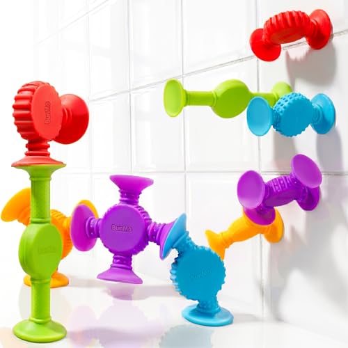 Image of BUNMO Bath Toys Suction - Connect, Build, Create - Toddler Bath Toys - Hours of Fun & Creativity - Fine Motor Skills - Stimulating Sensory Toys - Non-Mouthable Toy - Textured 10 Pack