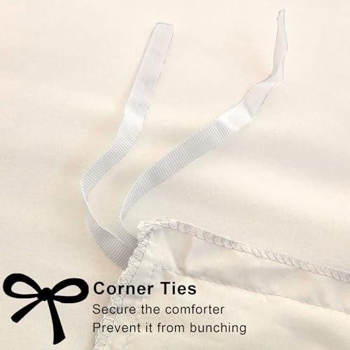 Soifox Super King Duvet Cover Set, Cream Bedding Set Superking Size Bed with Zipper Closure - Image 3