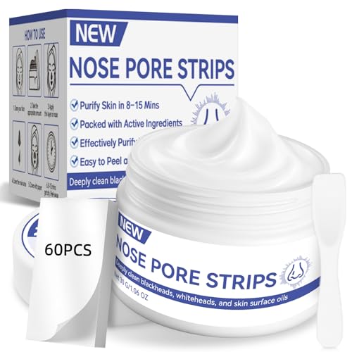 Blackhead Remover Strips 60 Pieces Deep Cleansing Blackhead Remover Mask Pore Cleansing & Nourishing Skincare Suitable for All Skin Types 30g