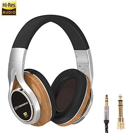CYBERDRIVE Noise Cancelling Over-Ear Professional Hi-Fi Deep Bass Wired Headphone with Dual 40mm Hybrid Drivers for Wide Dynamic Range(from 12Hz~50,000Hz) and Lightweight Design (Yellow Real Wood)