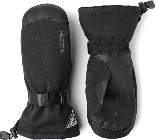 Hestra Unisex Powder Gauntlet Mitt I Leather Mitten for Everyday Winter Wear and Alpine Skiing - Black - 9