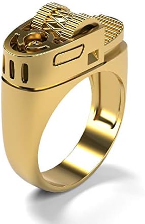 TTFS European and American punk style punk 14k gold plated fashion creative lighter style ring (GOLD, 9)
