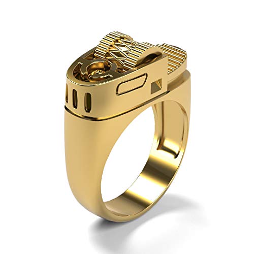 European and American punk style punk 14k gold plated fashion creative lighter style ring (GOLD, 9)