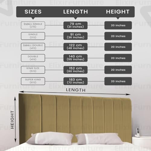Elixir Portland Divan Bed Headboard |Elegant Plush Velvet Fabric Headboards for 4ft6 Double size Bed | Coffee color with wooden material Stylish headboards for beds (Coffee, 4ft6 Double Height-20inch)