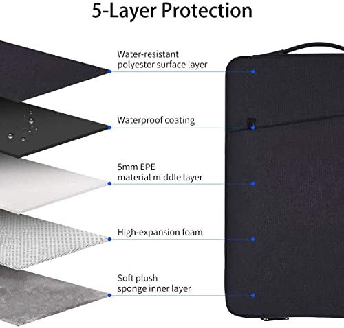 Image of Dynotrek Unisex Zipper 14 Inch Laptop Sleeve Case Cover Computer Bag With Charger Pouch For Chromebook /Stream /Inspiron /Ideapad /Acer Spin 3 /Zenbook Macbook Pro Water-Resistant (Charcoal Black)