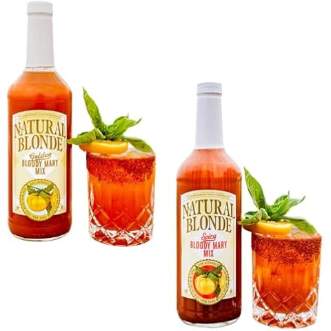 Natural Blonde Golden & Spicy Bloody Mary Mix - All-Natural Cocktail Mixer with Hand-Picked Golden Tomatoes - Low Sodium, Low Calorie, Gluten Free - 50 Fl Oz (2 Pack) Cover