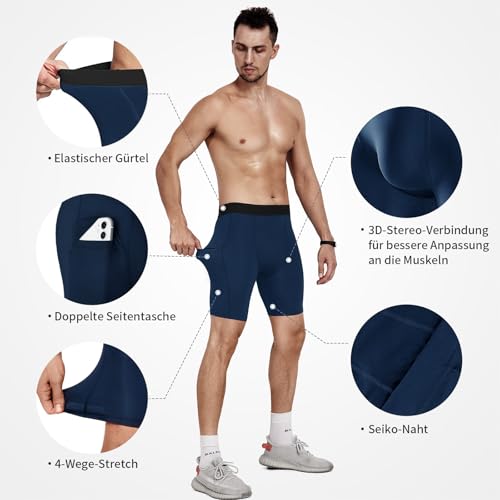 Short de compression respirant avec poches téléphone Niksa
