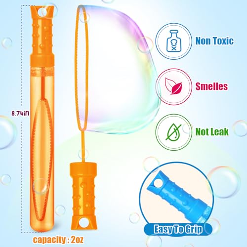 image for Letapapa Bubble Wand, 12 Pcs Bubble Wands Bulk in 6 Colors, Bubble Par