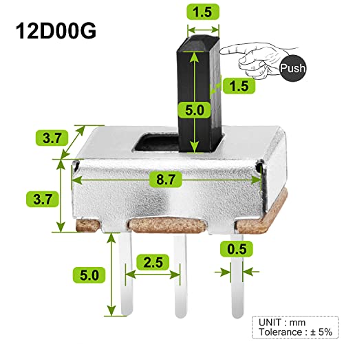 Image of Chanzon SPDT Mini Micro Slide Switch 1p2t 2 Position 20pcs 5mm Toggle Vertical Slide Switch Panel Mount Small High Knob Vertical for PCB Arduino Breadboard Electronic Board Dip Miniature SlideSwitch