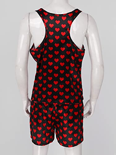 Men's Silk Satin Pajamas Set Racerback Tank Top with Boxer Shorts Sleepwear Loungewear Outfit4
