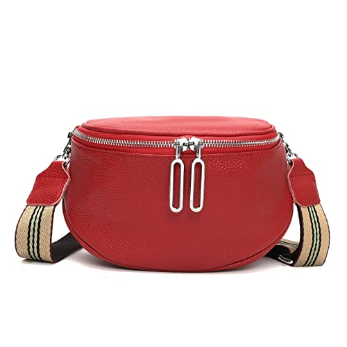 Fibrdoo Crossbody Bag Damen Breiter Gurt, Leder Brusttasche Taschen mit Abnehmbar Schultergurt, Umhängetaschen Damen (Rot) Cover