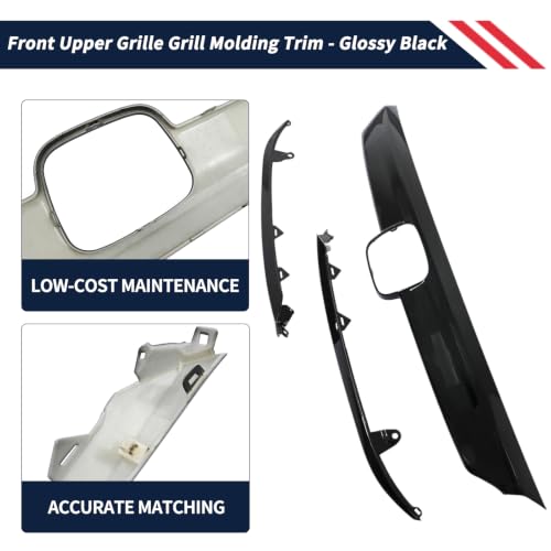 Promrmr 71122-TVA-A01 Front Upper Grille Grill Molding Trim 3-Piece Set Compatible with Honda Accord Sedan 2018 2019 2020 (Center+Left ＆ Right Sides) - Glossy Black by Promrmr - Used condition - Image 7