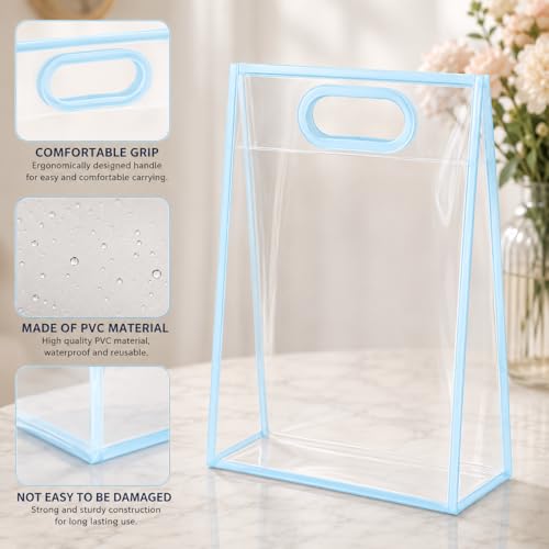 Image of SATYAM KRAFT 6 Pcs Translucent Multipurpose Reusable Gift Bags | Gift for Her /Him, Wedding Return Gifts Baby Shower Anniversary Birthday Hamper Shopping, Party Favors (Blue - Small)