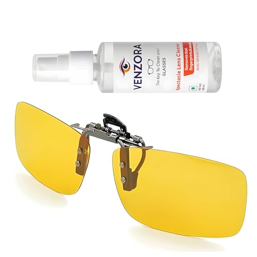 Image of Polarized Clip-On Sunglass Attachment for Prescription Glasses | UV Protection | Flip-Up Design | Includes Lens Cleaner, Microfiber Cloth & Storage Case | Men & Women