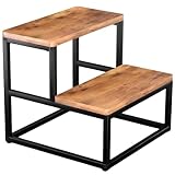 ROMIVO Pooltreppe, rutschfeste Spa-Stufen 226KG/500lbs Kapazität Whirlpool Treppe, Universal Heavy Duty 2-Tier Spa & Hot Tub Step für Verschiedene Arten von Whirlpools, Massivholzfarbe