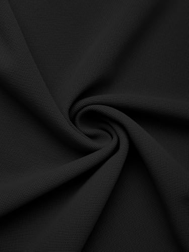 Promen polo Men's Classic Long Sleeve Polo Shirts Casual Lightweight Solid Golf Shirts with Pocket Black XXL — view 5