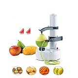 Electric Fruit Apple Potato Peeler, Multifunctional Stainless Automatic Fruits Vegetables Cutter Kitchen Peeling Tool (White)