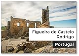 Aimant puissant à l'arrière Ancient Castle Ruines of Figueira De Castelo Rodrigo - Portugal - Ruines du château au sommet de la montagne - Aimant de réfrigérateur