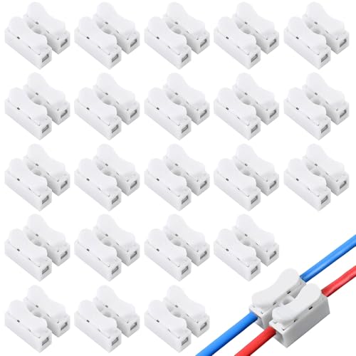80 Pcs CH2 Electrical Connectors Block,Push Fit Electric Wire Connectors Quick Easy Attachment Holes,Electric Cable Connectors Clamp Terminal Block Multiple Outlet Connecting Design