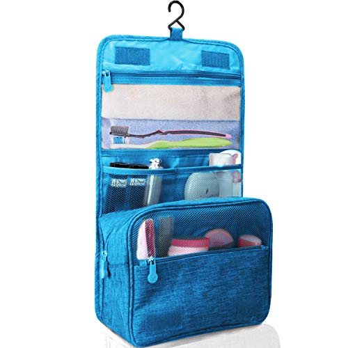 Preisvergleich Produktbild aoory Kulturtasche zum Aufhängen Faltbarer Reise Kulturbeutel mit Tragegriff Waschtasche Waschbeutel Blau