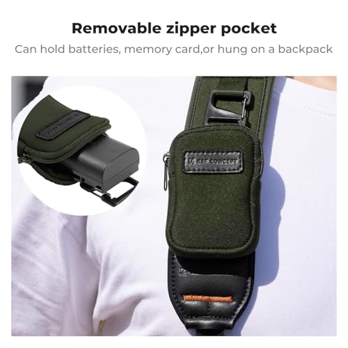 Image of K&F CONCEPT Camera Neck Strap for Photographers, Soft Neoprene Adjustable Shoulder Belt with Zipped Pockets