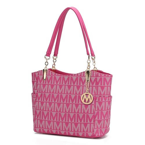 MKF Collection Bolsa de ombro feminina, bolsa de couro vegano, bolsa feminina, bolsa com alça superior da Mia K, Braylee Fuschia, Large