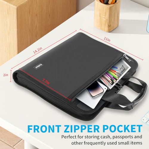 Andyer Organizador de arquivos sanfonado com fechadura, pasta de arquivos expansível à prova de fogo