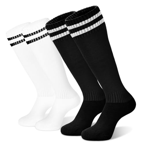 SkiBeaut Kids Youth Soccer Socks Knee-High Athletic Socks Team-Sport Uniform Socks for Active Boys Girls, Ages 7-13,2 Pairs