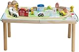 Envenzo 29 Piece Wooden Set Activity Play Table with Cars, Road Signs and Building Blocks, Foldable Kids Playset with Storage Case, Educational Toy for Toddlers and Children