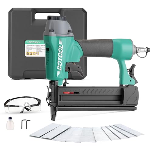 Pneumatic Brad Nailer,18 Gauge,2 in 1 Air Nail Gun Staple Gun,Accepts 2 Inch Brad Nails and Crown 1-5/8 inch Staples,with Carrying Case and 1000pcs Nails,for Carpentry, DIY,Woodworking
