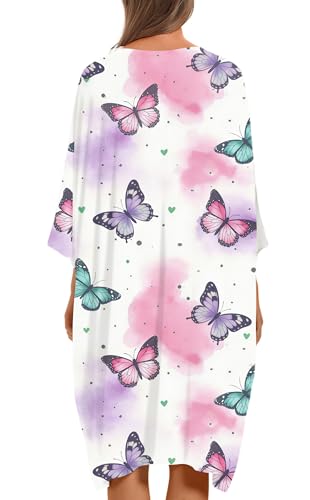 Image of KFUBUO Plus Size Nightgowns for Women Oversized Sleep Tshirts Dress Short Sleeves Sleepwear With Pocket Fit S-5XL