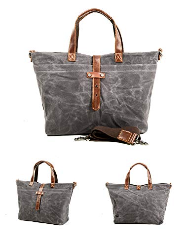 Image of Tote Bag For Women Large Leather Canvas Work Shoulder Bag And Foldable Travel Purse Satchel Bags With Strap