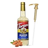 Torani Almond Syrup for Coffee 25.4 Ounces Coffee Syrups and Flavors with Jimoco Pump Syrup Dispenser