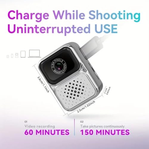 Image of FETACA Tiny Mini Camera with Filter Modes, HD Video, Flashlight & Keychain | Portable Cute Vlogging Camera for Travel, Gifts & Fun (Cool White)