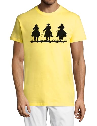 T-shirt homme coton col rond cowboys jaune avec finitions soignées et motif durable