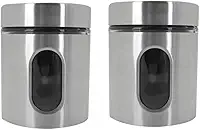 Kit Com 2 Potes Vidro Vítreo Revestido Em Inox 630ML Tampa Com Vedação e Visor - Ideal para Armazenar Café, Açucar, Sal, Grãos e Mantimentos - Super Resistente - Cantinho Do Café