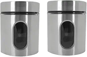 Kit Com 2 Potes Vidro Vítreo Revestido Em Inox 630ML Tampa Com Vedação e Visor - Ideal para Armazenar Café, Açucar, Sal, Grãos e Mantimentos - Super Resistente - Cantinho Do Café
