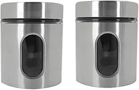 Kit Com 2 Potes Vidro Vítreo Revestido Em Inox 630ML Tampa Com Vedação e Visor - Ideal para Armazenar Café, Açucar, Sal, Grãos e Mantimentos - Super Resistente - Cantinho Do Café
