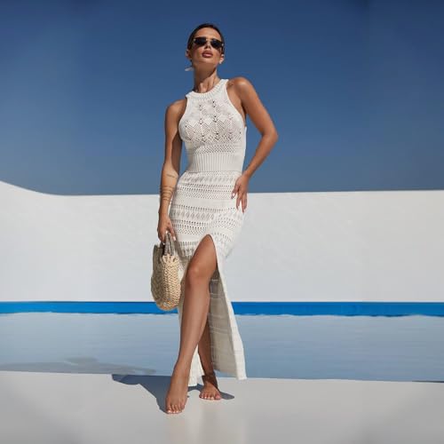 HYTENSUN Women Swimsuit Crochet Swim Cover Up 2025 Summer Bathing Suit Swimwear Mesh Knit Beach Dress Vacation Outfits2