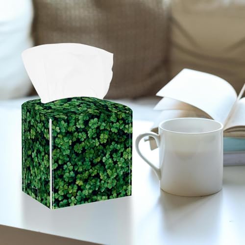Boîte à mouchoirs en cuir trèfle vert haut de gamme pour table - 3